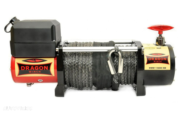 Troliu electric cablu sintetic DRAGON WINCH HD 13000lbs(5897 kg) 12 V