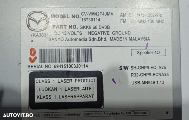 Navigatie 16730114 CVVM42F4JMA Mazda 6 GJ [2012 - 2015] - 2