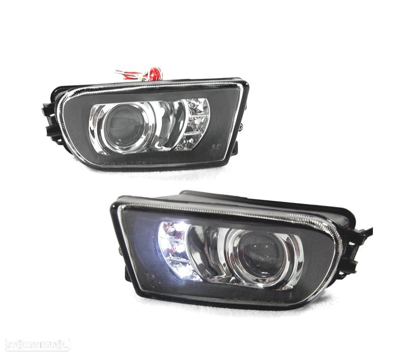 FARÓIS NEVOEIRO LED LUZ DIURNA DE POSIÇÃO BMW E39 FUNDO PRETO - 1