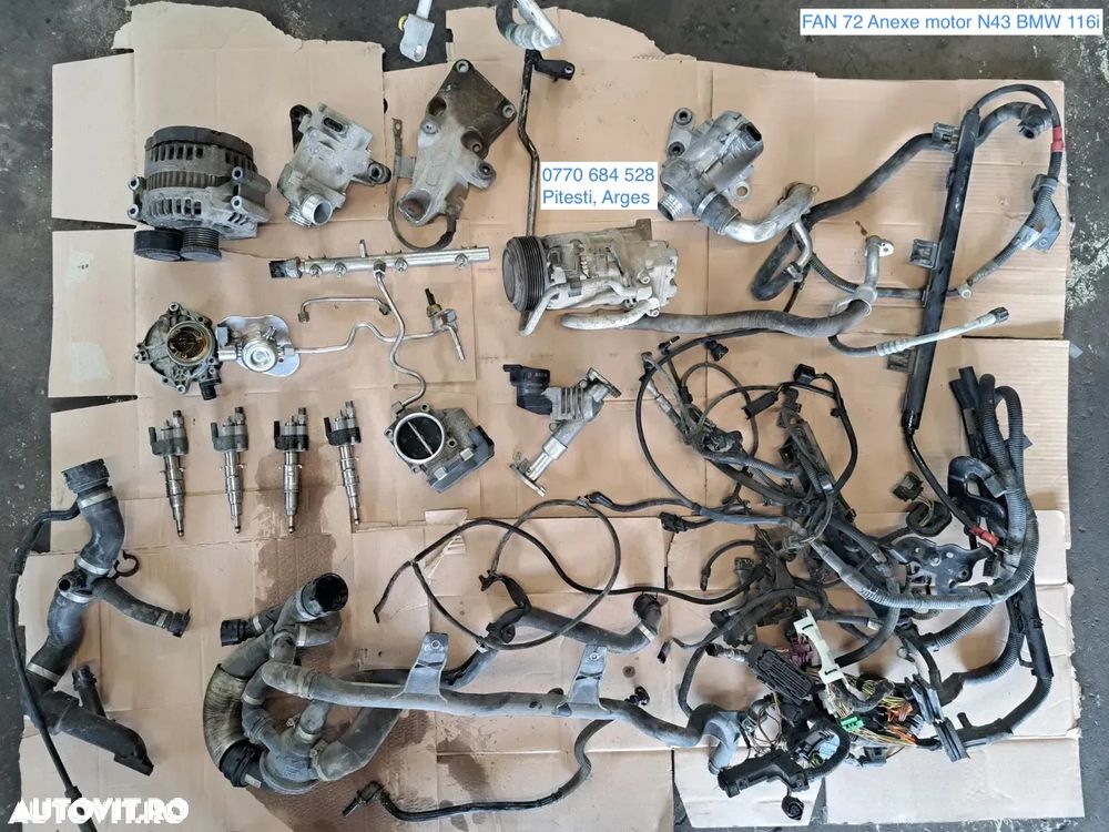 Anexe motor N43 bmw 116i alternator rampa injectoare injectoare pompa vacuum pompa inalta presiune clapeta acceleratie compresor pompa apa instalatie electrica motor - 1