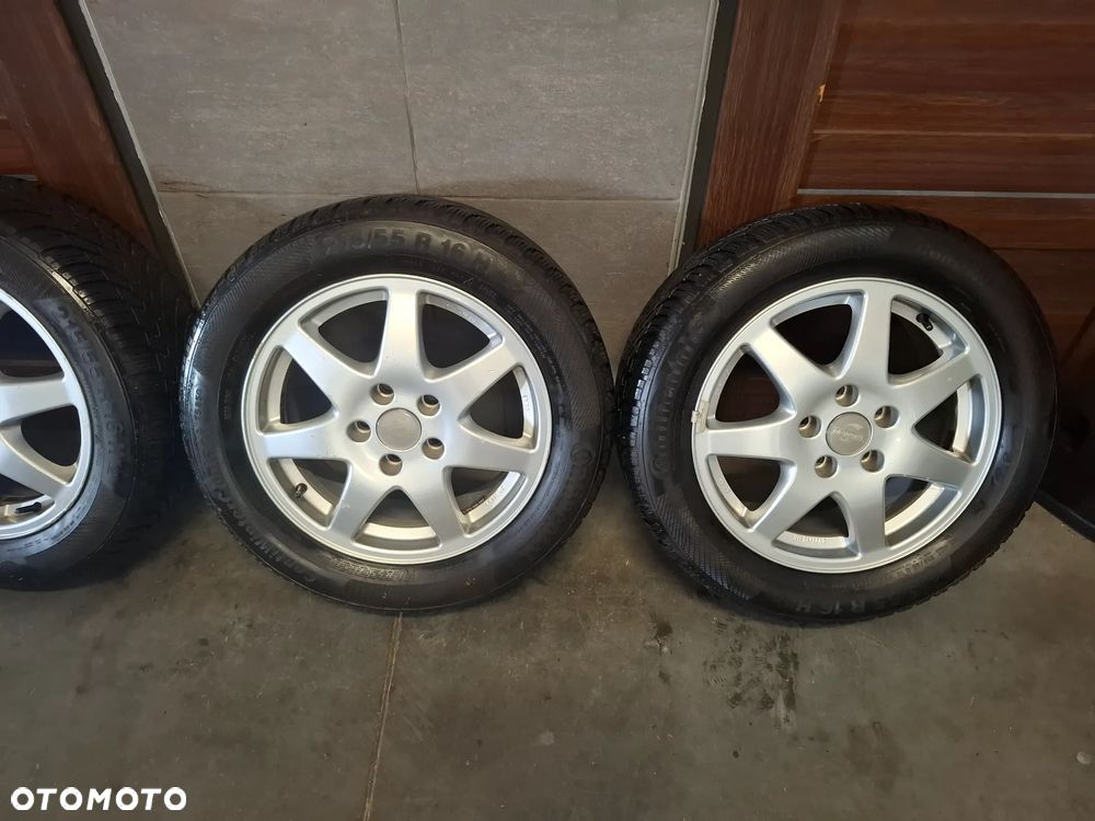 4x koła alufelgi felgi aluminiowe opony zimowe 215/55 R16H Continental Contiwintercontact TS850 SEAT Audi Skoda Volkswagen Et50 6,5x16H2 rok 2014 bieżnik 5,5 mm - 3
