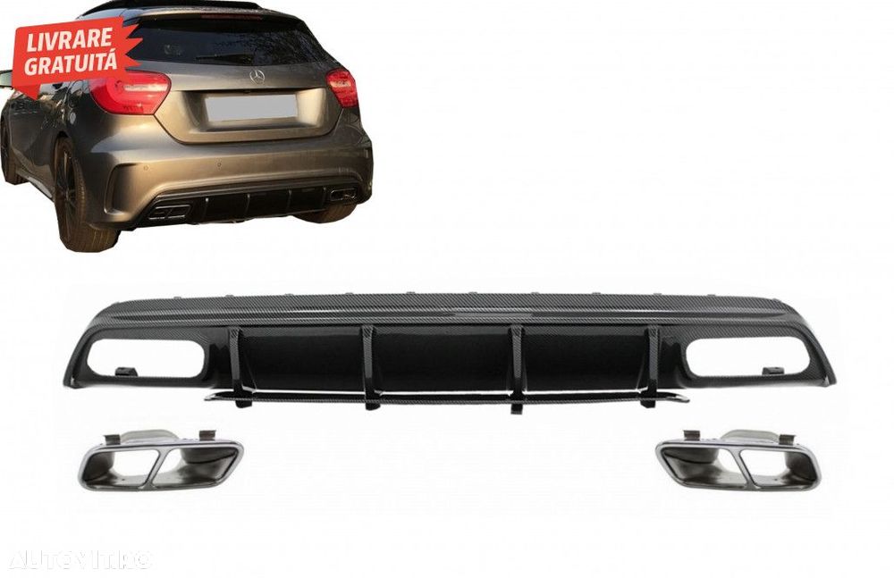 Difuzor Bara Spate cu Ornamente Evacuare Mercedes A-Class W176 (2013-2 - 1