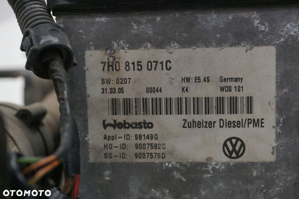 VW TRANSPORTER T5 OGRZEWANIE POSTOJOWE WEBASTO 7H0815071C - 4