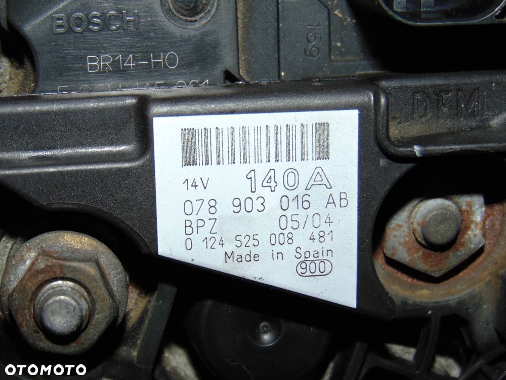 ORYGINAŁ alternator 140A 078903016AB Audi A4 B6 B7 A6 C5 VW Volkswagen Passat B5 Skoda Superb I diesel 2.5 TDI V6 - 2