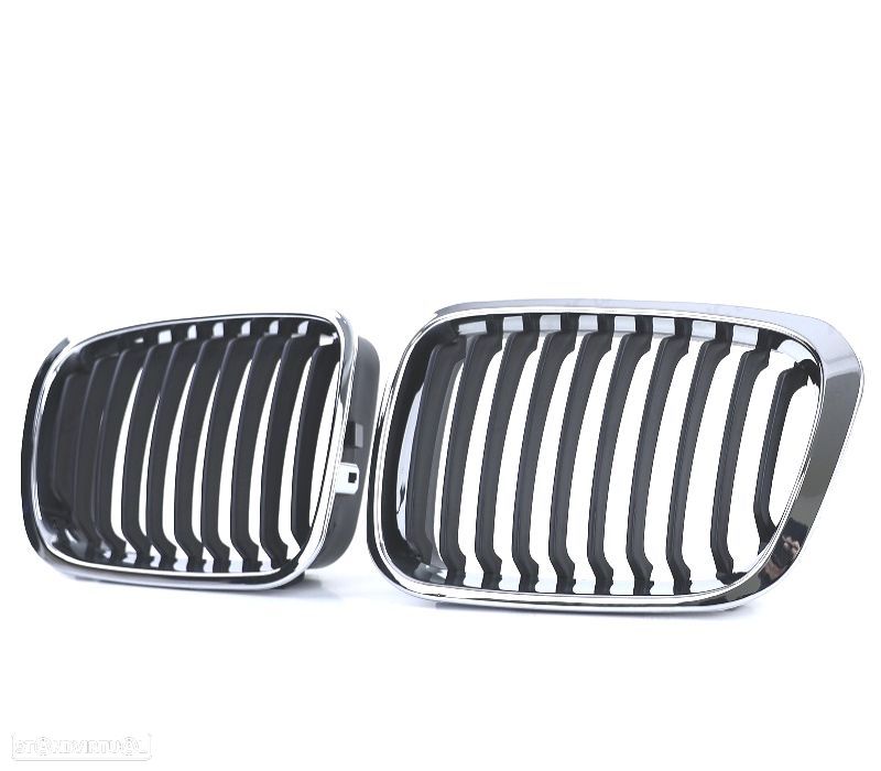 GRELHAS FRONTAIS BMW E46 98-01 LOOK M PRETO CROMADO - 4