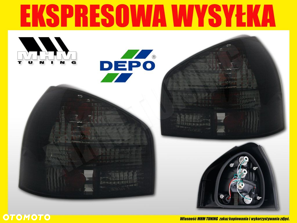 LAMPA TYLNE KPL DEPO TUNING CZARNE BLACK SMOKE AUDI A3 S3 8L0 1996-03 LIFT - 2