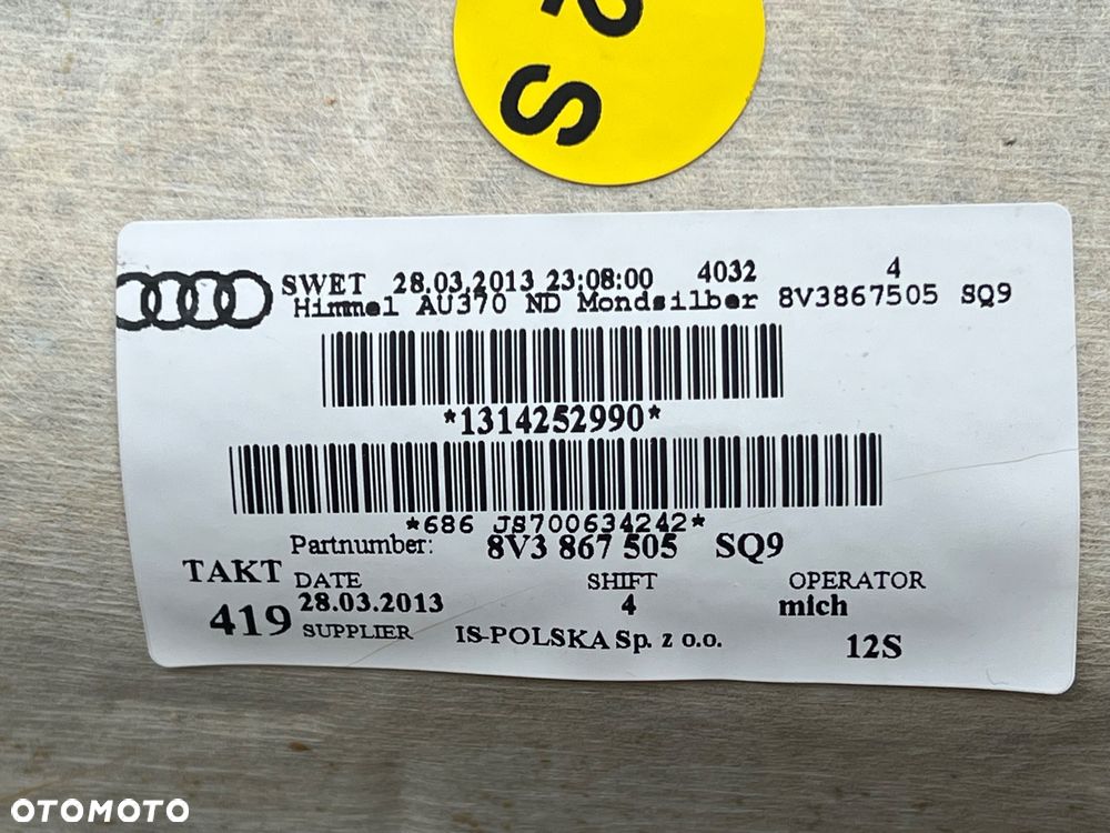 AUDI A3 8V PODSUFITKA 8V3867505 SREBRNA SZARA MONDSILBER - 3