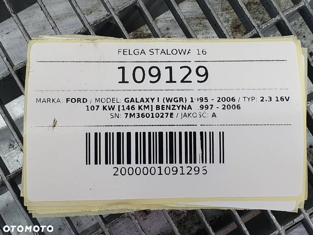 FELGA STALOWA 16 FORD GALAXY I 5X112 ET53 6JX16 7M3601027E - 7