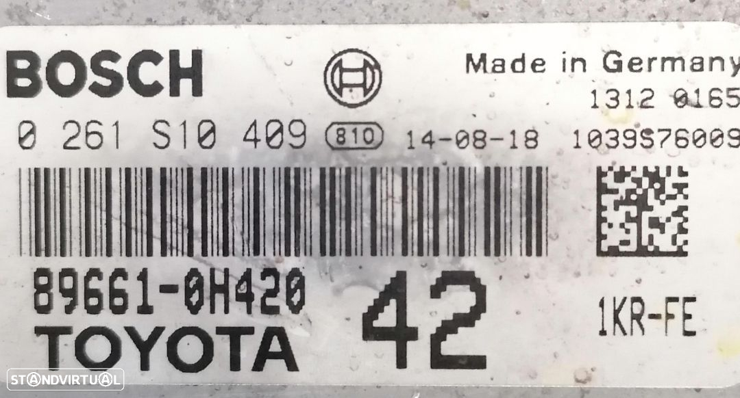 Centralina motor Toyota Aygo, Citroën C1, Peugeot 108 1.0, referência 0261S10409, 89661-0H420. - 4