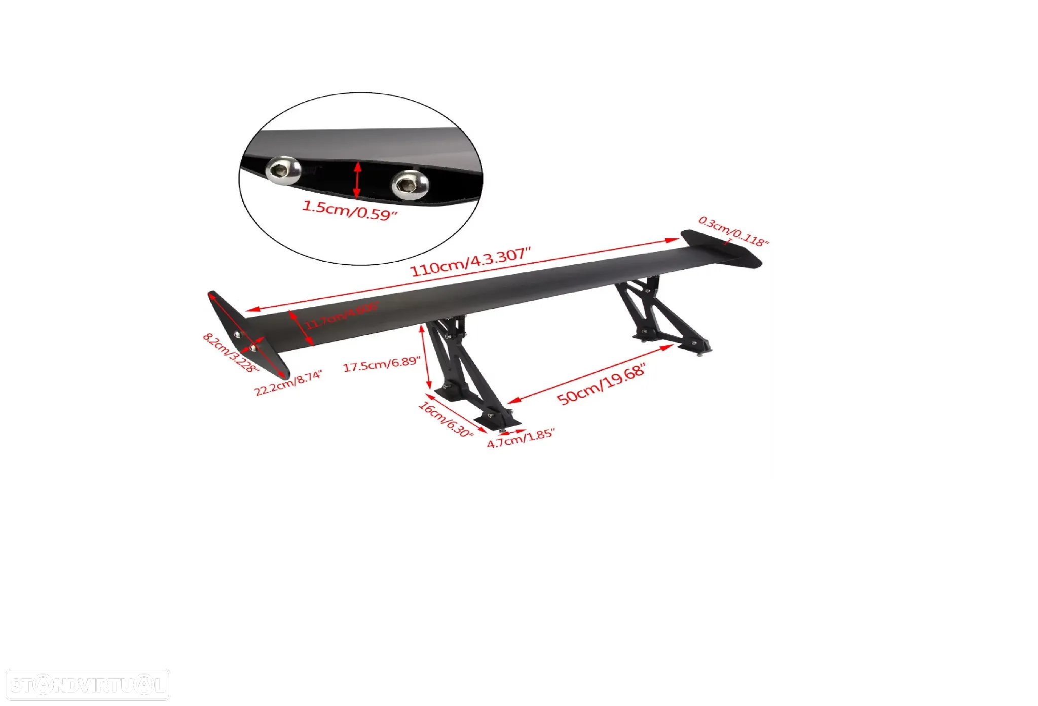 Aileron / lip / spoiler traseiro Universal em Aluminio estilo DTM / GT - 4