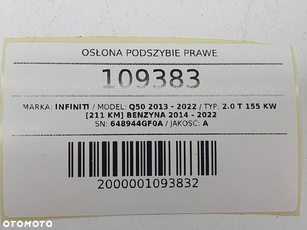 OSŁONA PODSZYBIE PRAWE OBUDOWA AKUMULATORA INFINITI Q50 EUROPA - 7