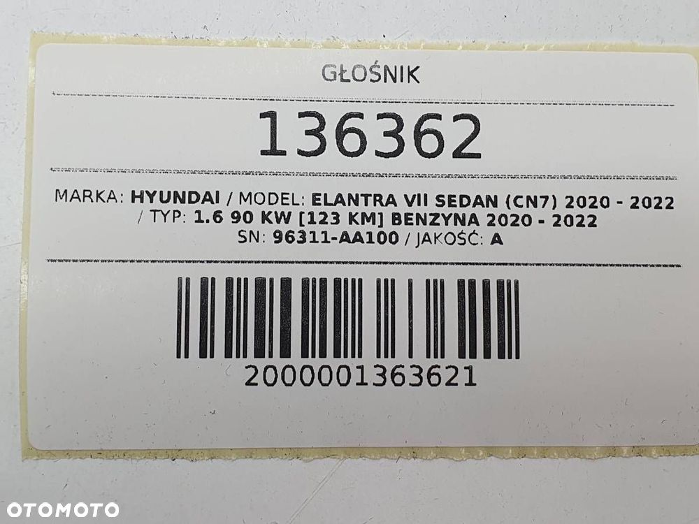 GŁOŚNIK DRZWI PRAWY PRZÓD TRÓJKĄT HYUNDAI ELENTRA VII 7 2021 EUROPA - 5