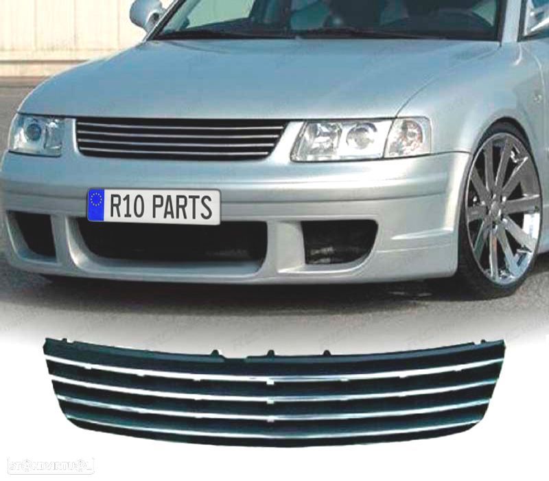GRELHA FRONTAL VOLKSWAGEN VW PASSAT 3B 96-00 PRETA FRISO CROMADO - 1