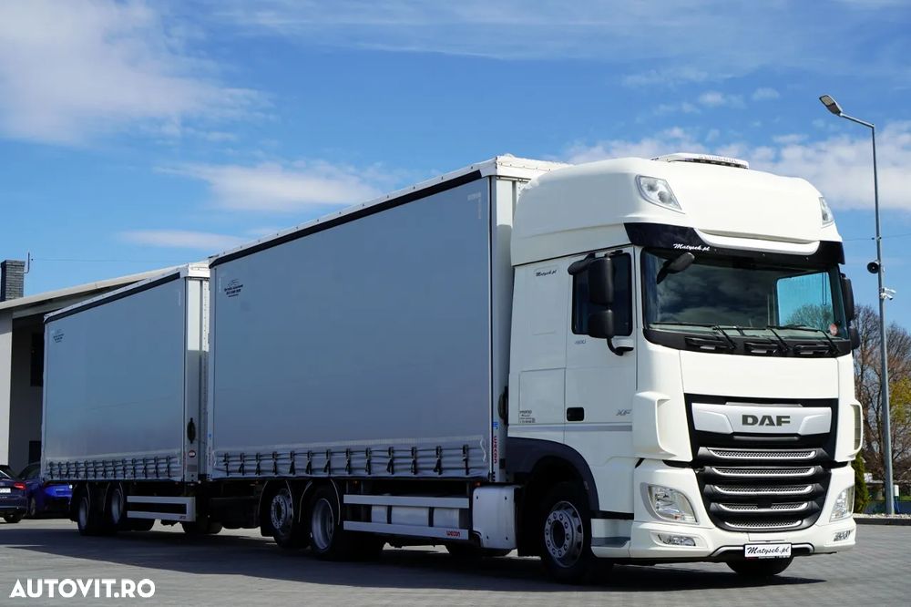 DAF XF 480 / CUPLAJ TANDEM / SSC / MEGA / PUNȚĂ RIDICATĂ / I-PARK COOL / ȘINGURI PENTRU STICLE / REMORCA WECON - 7,70 M / - 2