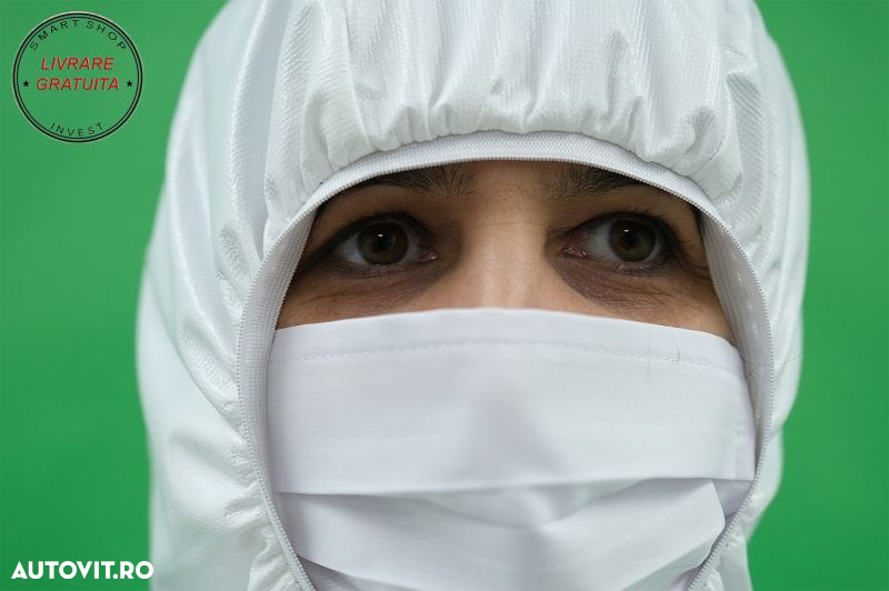 Combinezon alb din Bumbac si Polietilena cu gluga, inchidere cu fermoar, mansete e- livrare gratuita - 7
