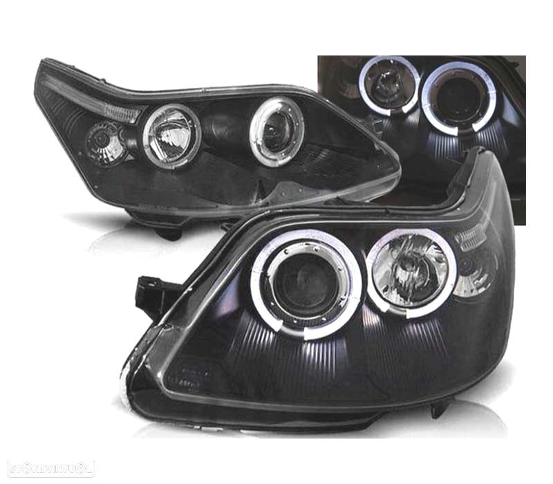 FARÓIS ANGEL EYES CITROEN C4 04-09 FUNDO PRETO - 1