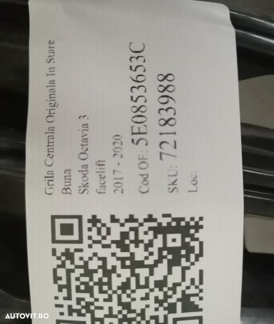 Grila Centrala Originala In Stare Buna Skoda Octavia 3 [facelift] 2017 - 7