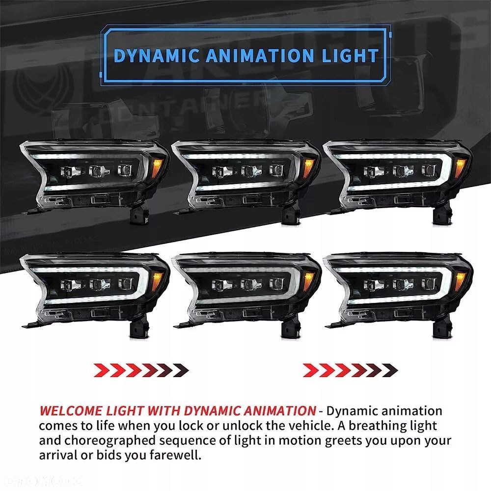 reflektor lampa kpl vland full led neon tuning ford ranger v 5 mk5 lift 16- - 6