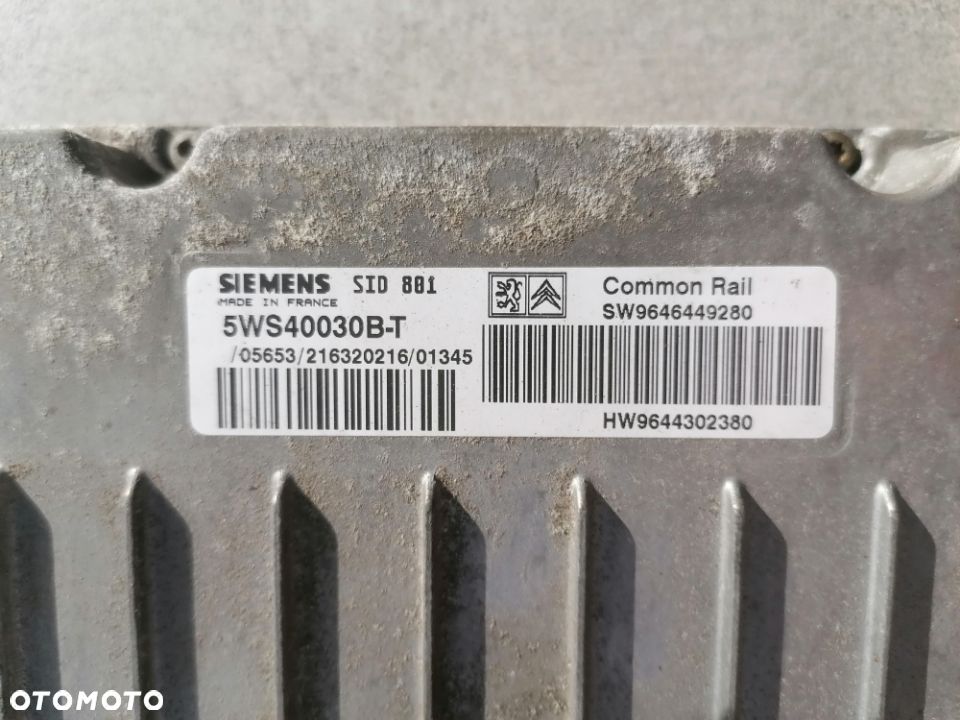 PEUGEOT 307 2.0 HDI KOMPUTER STEROWNIK SILNIKA SW9646449280 - 2