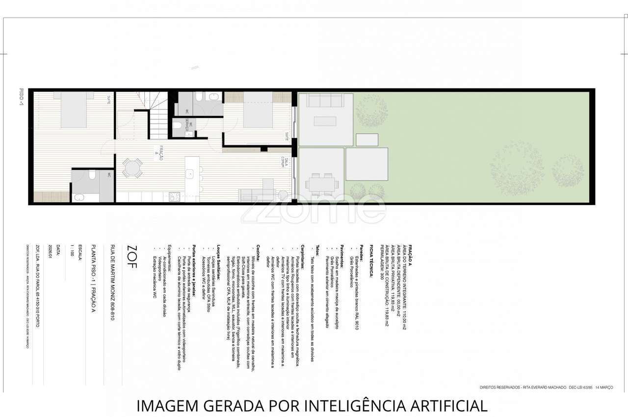 Apartamento T1+1 novo, com jardim, em Aldoar. - Grande imagem: 5/20