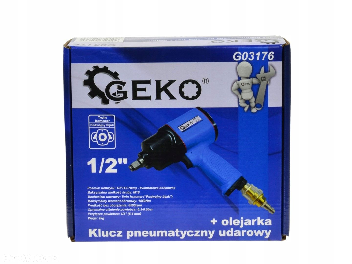 GEKO KLUCZ PNEUMATYCZNY UDAROWY 1/2" DO KÓŁ 1550 NM  OLEJARKA G03176 - 10