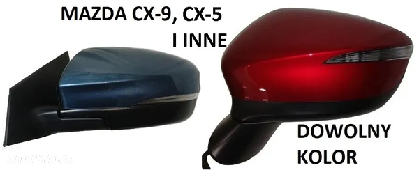 MAZDA 2, 3, 5, 6, CX-3, CX-5, CX-9, MX-5 LUSTERKO DOWOLNY KOLOR LEWE, PRAWE PIN ASYSTENT