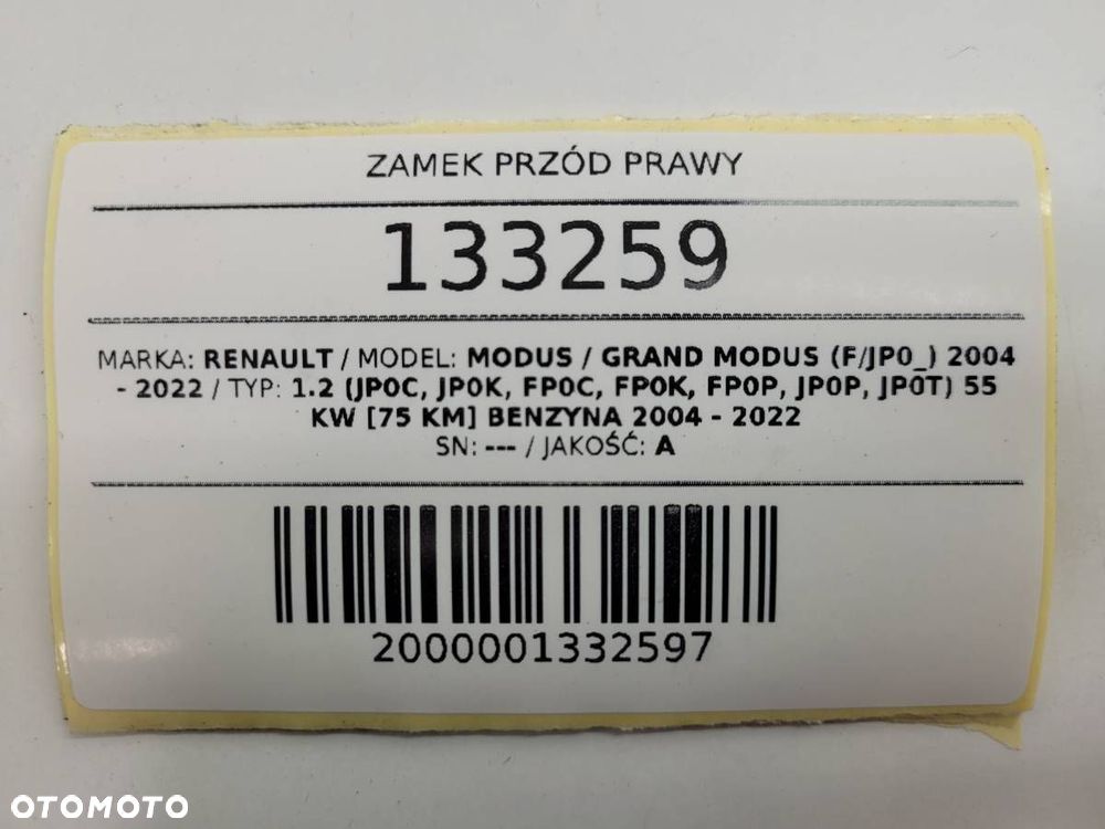 ZAMEK PRZÓD PRZEDNI PRAWY RENAULT MODUS EU 4 PIN - 9