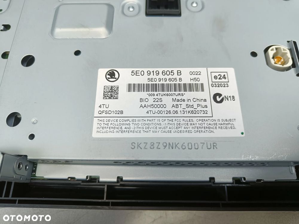 Radio Ekran Skoda Octavia 3 III Czytnik Multimediów Wyświetlacz 5E0919605B 5E0035842A - 10