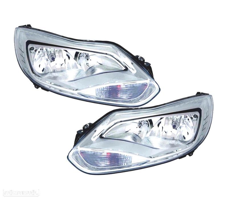 FARÓIS PARA FORD FOCUS IV 11-14 FUNDO CROMADO - 1