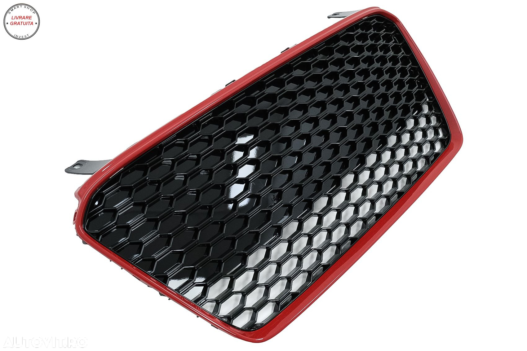 Grila Centrala Audi R8 42 (2013-2015) RS Design Negru Lucios/ Rosu- livrare gratuita - 2