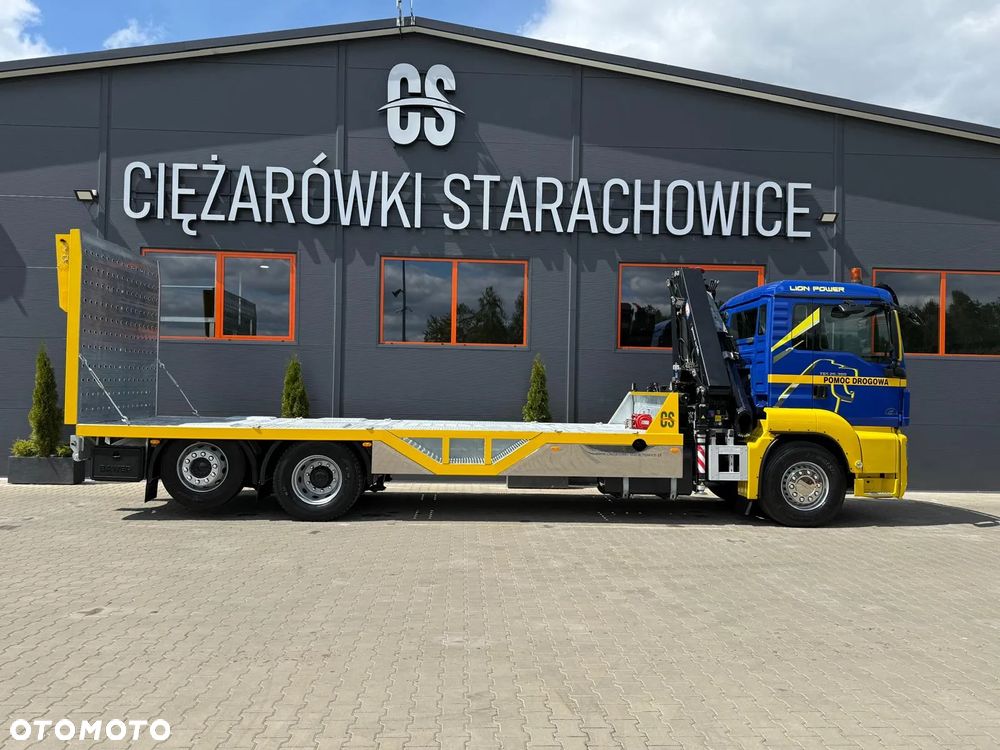 MAN TGS TGX 26.360 E5 laweta uniwersalna 9,36m + Dźwig HDS HMF 1420 K2 / platforma do przewozu kontenerów / pomoc drogowa / platforma / kran krane dzwig hds żuraw - 12