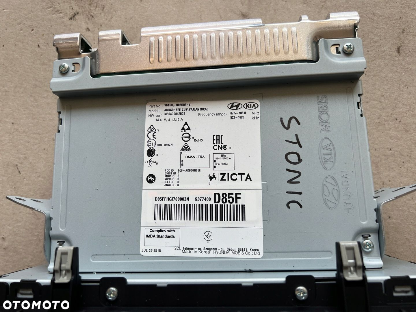 KIA STONIC 17- RADIO FABRYCZNE ORYGINAŁ 96160-H8850 - 5