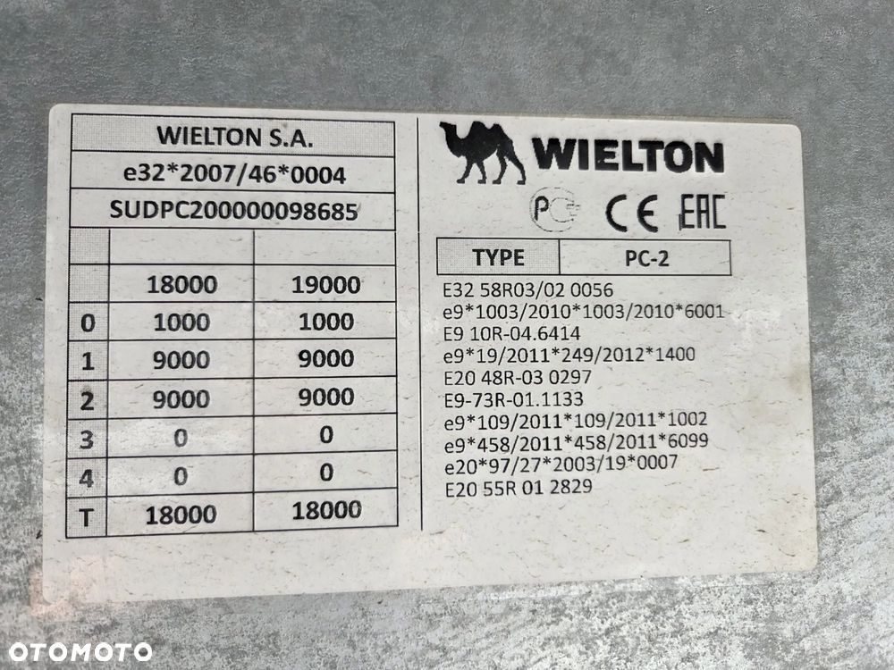 Wielton PRZYCZEPA BURTOWA / DO BUDOWLANKI / NOWA / DOSTĘPNA OD RĘKI / WAGA: 3800 KG / ALUFELGI - 19