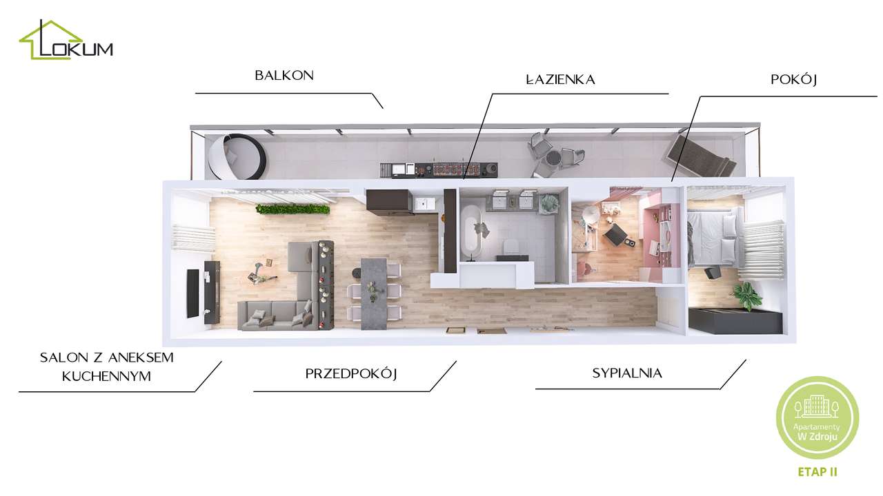 E42 | 69m²| Penthouse w uzdrowisku | taras 36 m² | ostatnie piętro