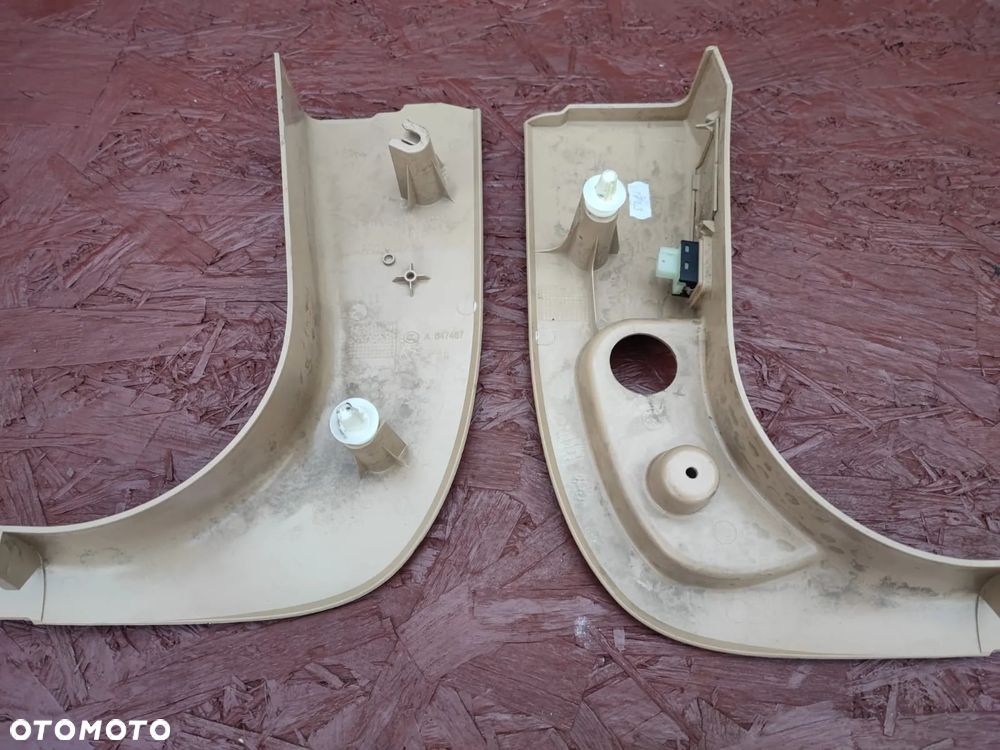 BMW E60 / E60 LCI / E61 / E61 LCI. ORYGINALNA OBUDOWA PROGU LEWA / PRAWA / MASKOWNICA RĄCZKI MASKI / ZAŚLEPKA OBD W KOL. BEŻOWYM + PRZYCISK OTWIERANIA BAGAŻNIKA O NR: 6 987 055 / 6 987 058 OEM. SPRAWNE W 100%. - 6