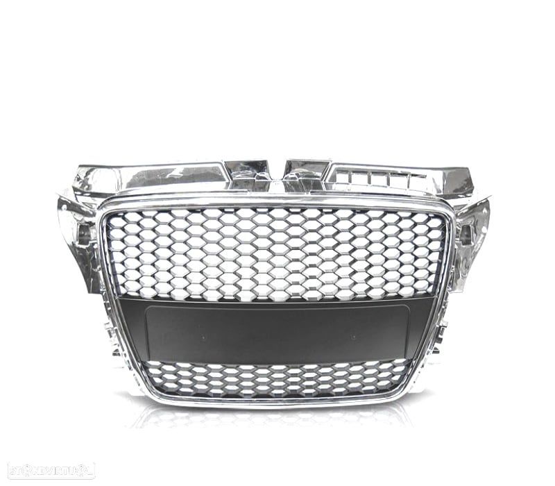 GRELHA FRONTAL AUDI A3 8P 08-12 LOOK RS CROMADO PRETO - 2