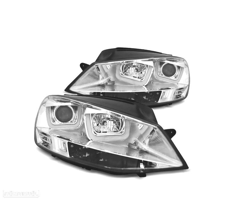 FAROIS FRONTAIS PARA VOLKSWAGEN VW GOLF 7 12-17 U-TYPE DRL LUZ DIURNA FUNDO CROMADO - 3