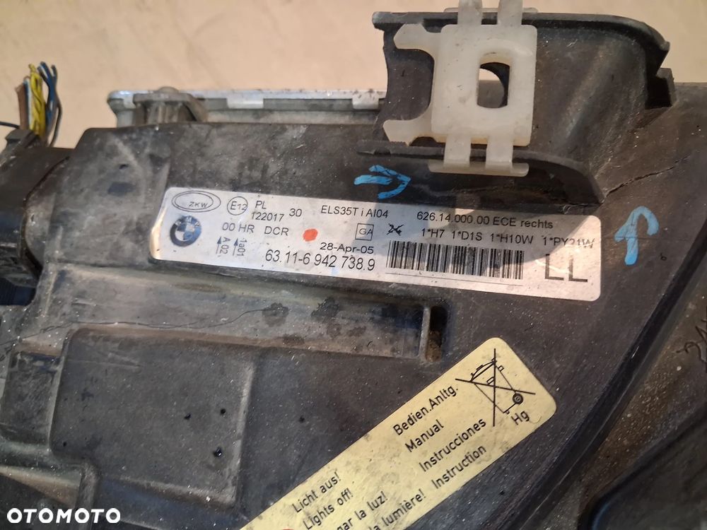 Lampa przód BMW E90 E91 prawa lewa XENON RING OE - 4