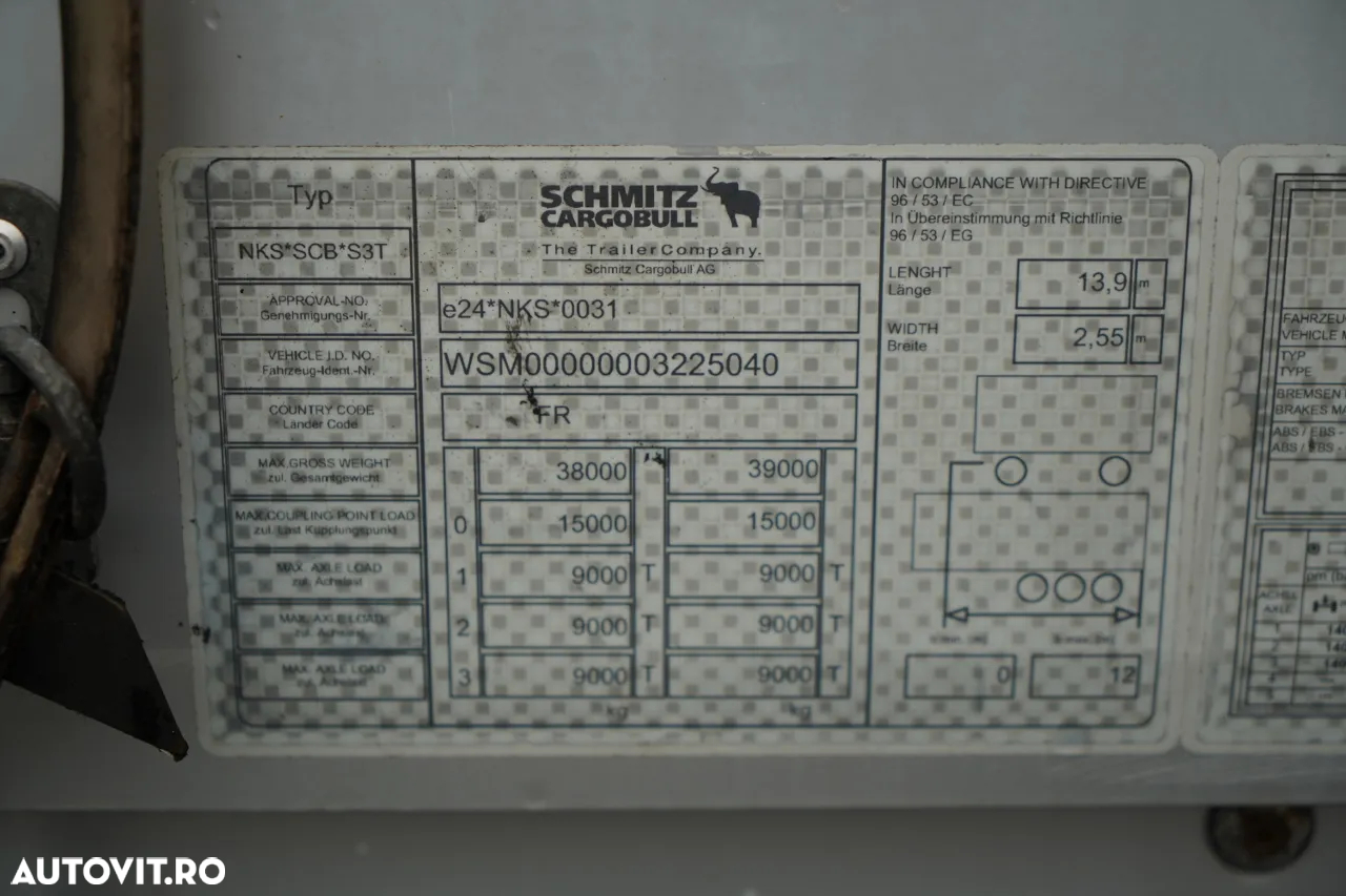 Schmitz Cargobull CORTINĂ / STANDARD / 2 AXE RIDICATIVE / - 27