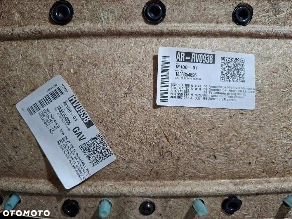 VW PASSAT B8 2019 Boczek drzwi przednich prawy skóra LED 3G1867012 europa - 13