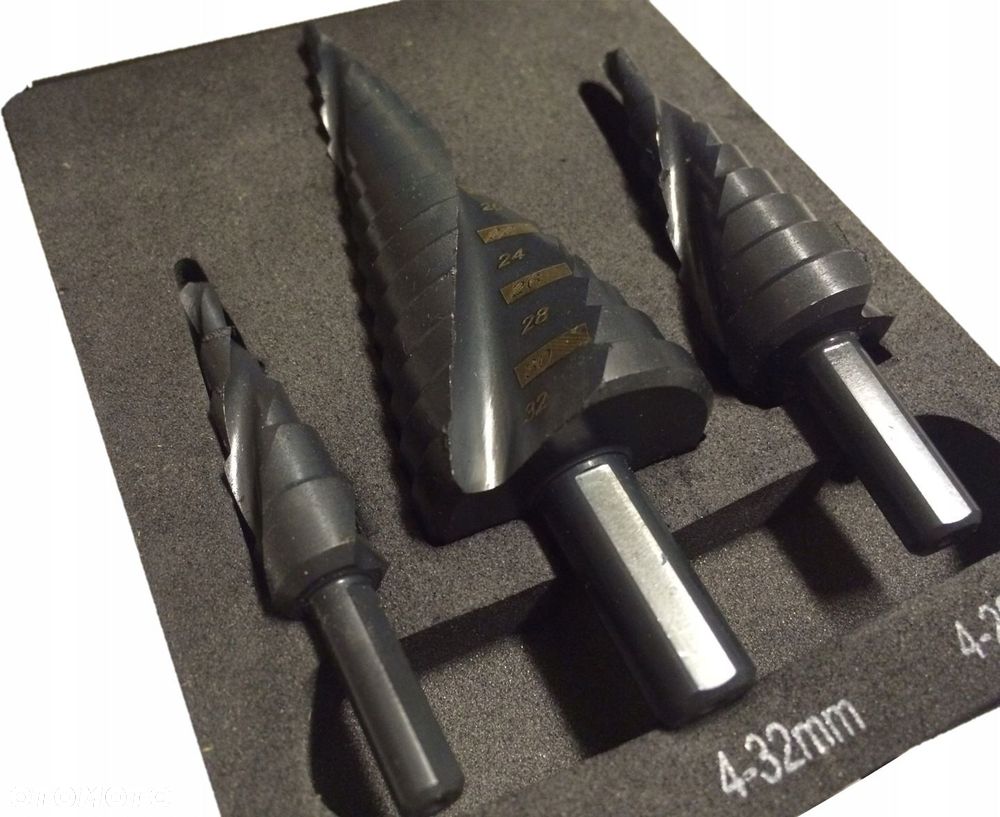 WIERTŁA STOPNIOWE SPIRALNE DO METALU 4-32 mm 3 szt - 11