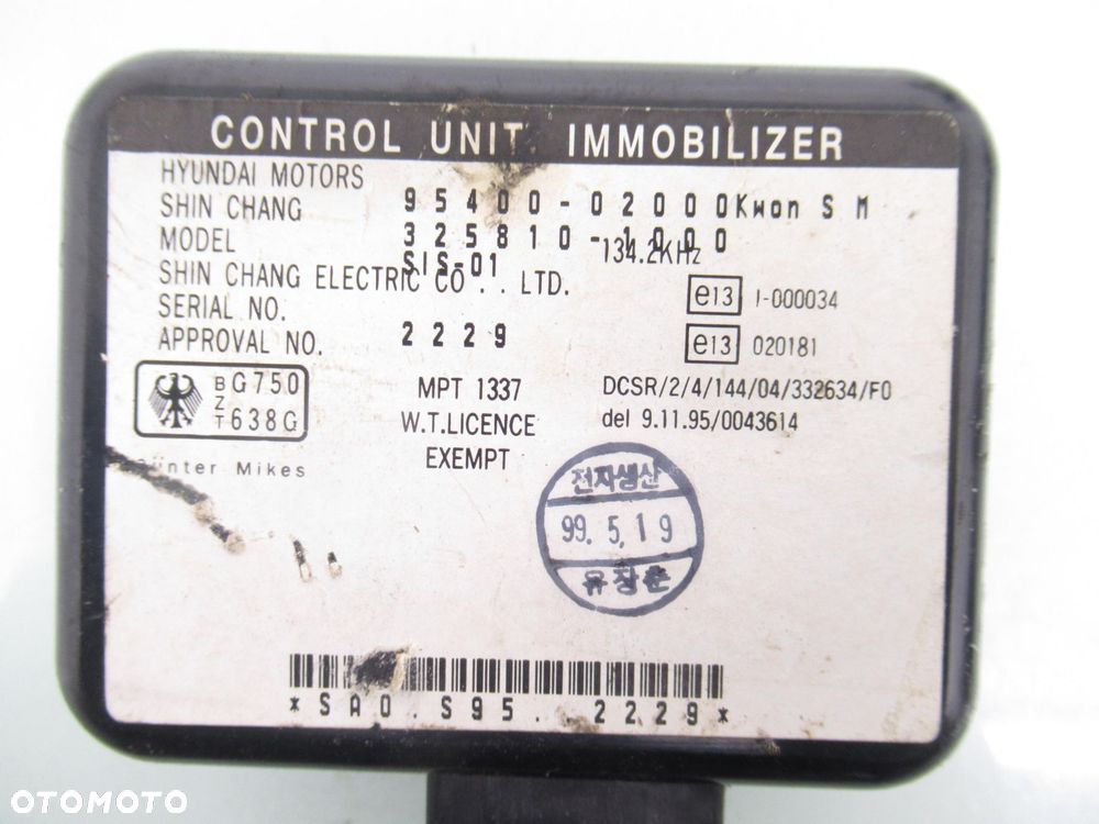 STACYJKA STEROWNIK HYUNDAI ATOS PRIME 1.0 3911002740 S02808224 3258101000 - 10