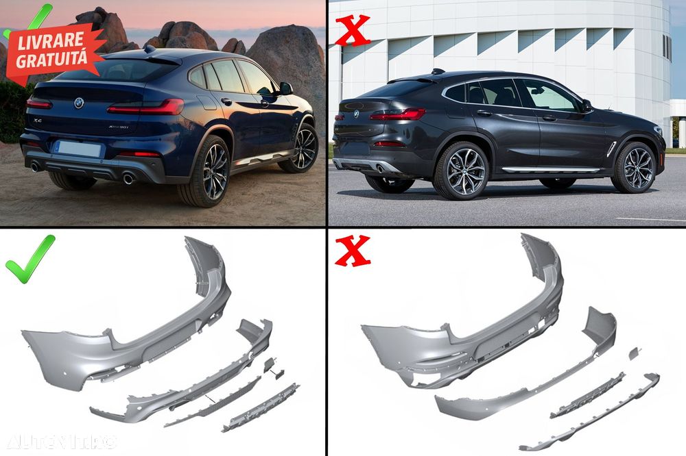 Difuzor Bara Spate cu Evacuare Dubla BMW X4 G02 (2018-up) M Sport- livrare gratuita - 16