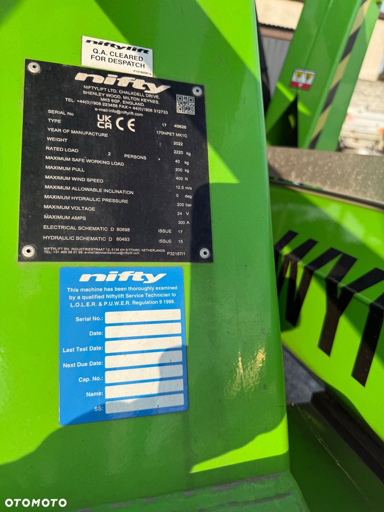 Inny podnośnik koszowy na przyczepie, zwyżka NIFTYLIFT 170, JAK NOWY!!! - 9