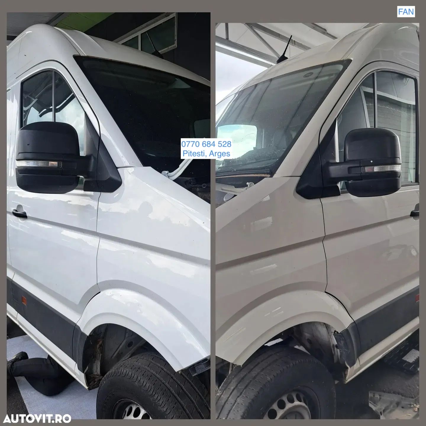VW Crafter 2017-2024 Usa fata stanga dreapta alba bandou usa lampa agabaritica maner exterior interior oglinda stg dr geam mic mare fata de usa aripa stanga dreapta - 1