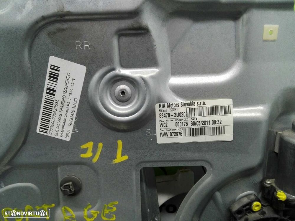 ELEVADOR DE VIDRO TRASEIRO ESQUERDO KIA SPORTAGE 2011 -83470-3U120 - 1