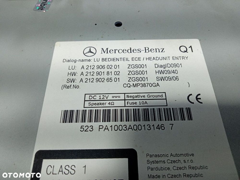 MERCEDES E KLASA W212 RADIO CD FABRYCZNE OEM A2129060201 - 6