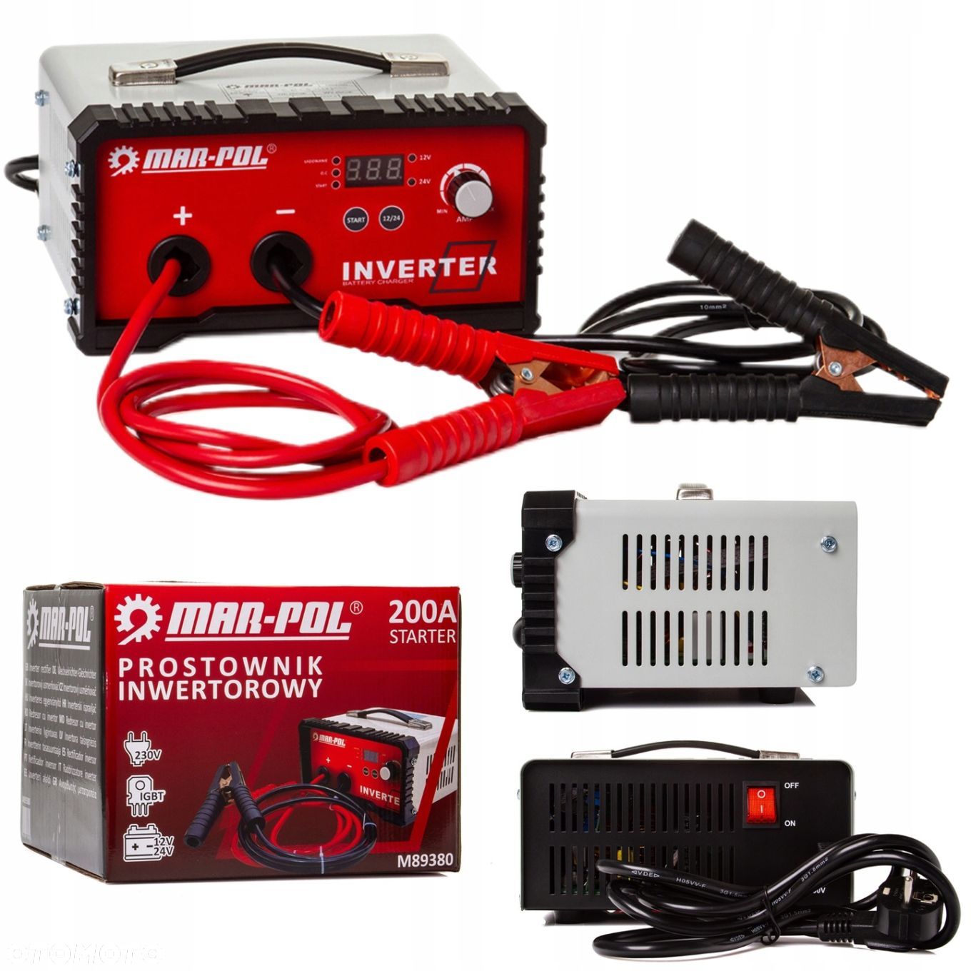 PROSTOWNIK INWERTOROWY 12V 24V ROZRUCH ŁADOWANIE AKUMULATORÓW 200A M89380 - 1