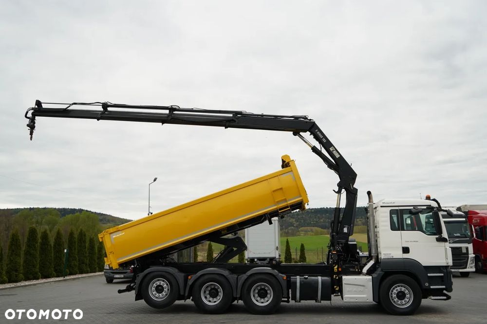 MAN TGS 32.400 / 8x4 / TRIDEM / WYWROTKA 2 STRONNA / HYDROBURTA / BORDMATIC + HDS HIAB 188 E-3D / ROTATOR  / PILOT / EURO 6 - 5