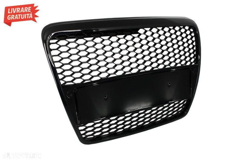 Grila Centrala Audi A6 4F C6 (2004-2007) RS Design Negru Lucios - 2